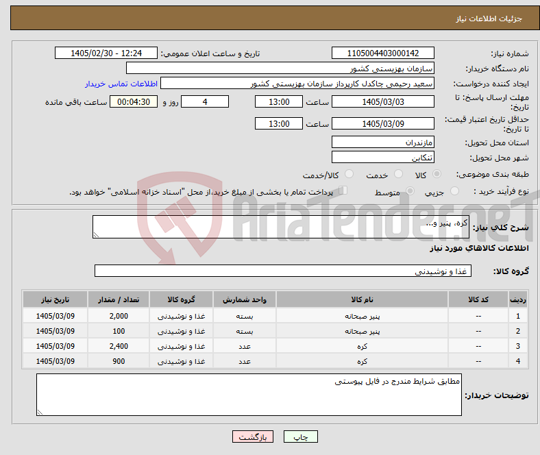 تصویر کوچک آگهی نیاز کالا-کره، پنیر و...