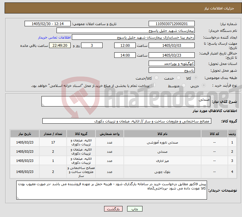 تصویر کوچک آگهی نیاز کالا-صندلی