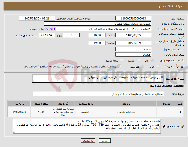 تصویر کوچک آگهی نیاز کالا-تامین بیس با دامنه خمیری با هزینه حمل در معابر سطح مریانج 