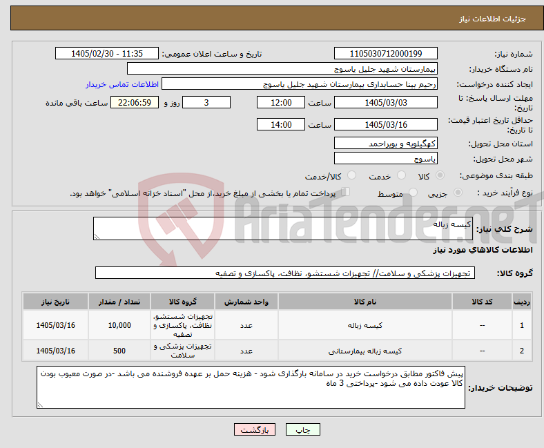 تصویر کوچک آگهی نیاز کالا-کیسه زباله