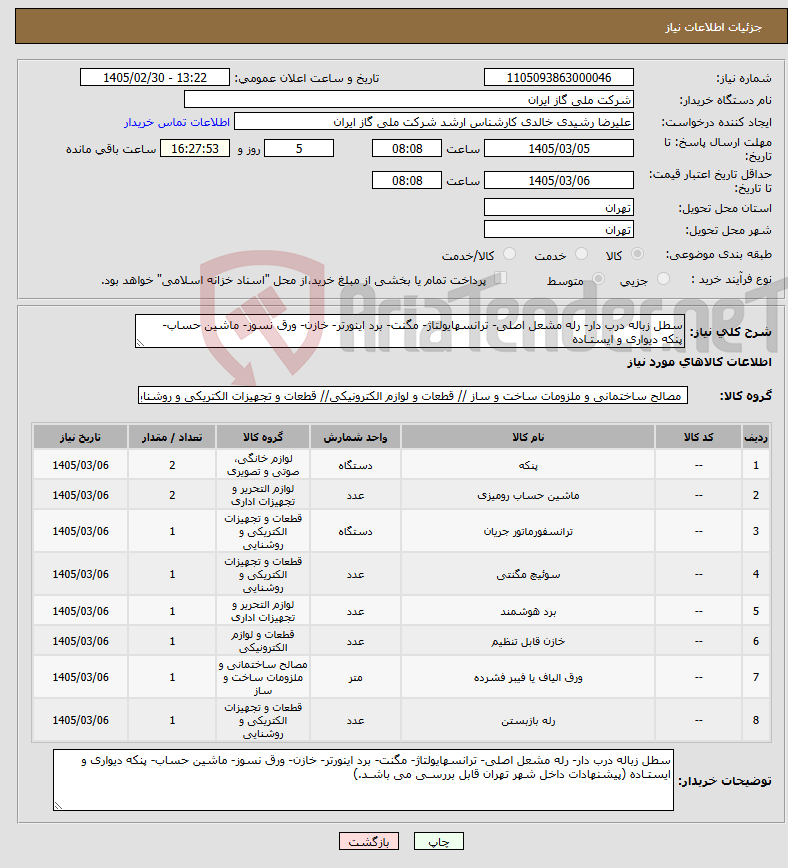 تصویر کوچک آگهی نیاز کالا-سطل زباله درب دار- رله مشعل اصلی- ترانسهایولتاژ- مگنت- برد اینورتر- خازن- ورق نسوز- ماشین حساب- پنکه دیواری و ایستـاده