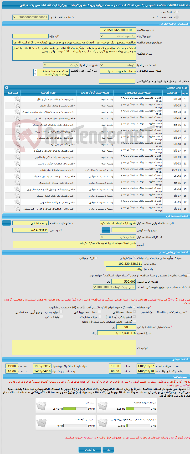 تصویر کوچک آگهی مناقصه عمومی یک مرحله ای احداث دو سمت دروازه ورودی شهر کرمان – بزرگراه ایت الله هاشمی رفسنجانی