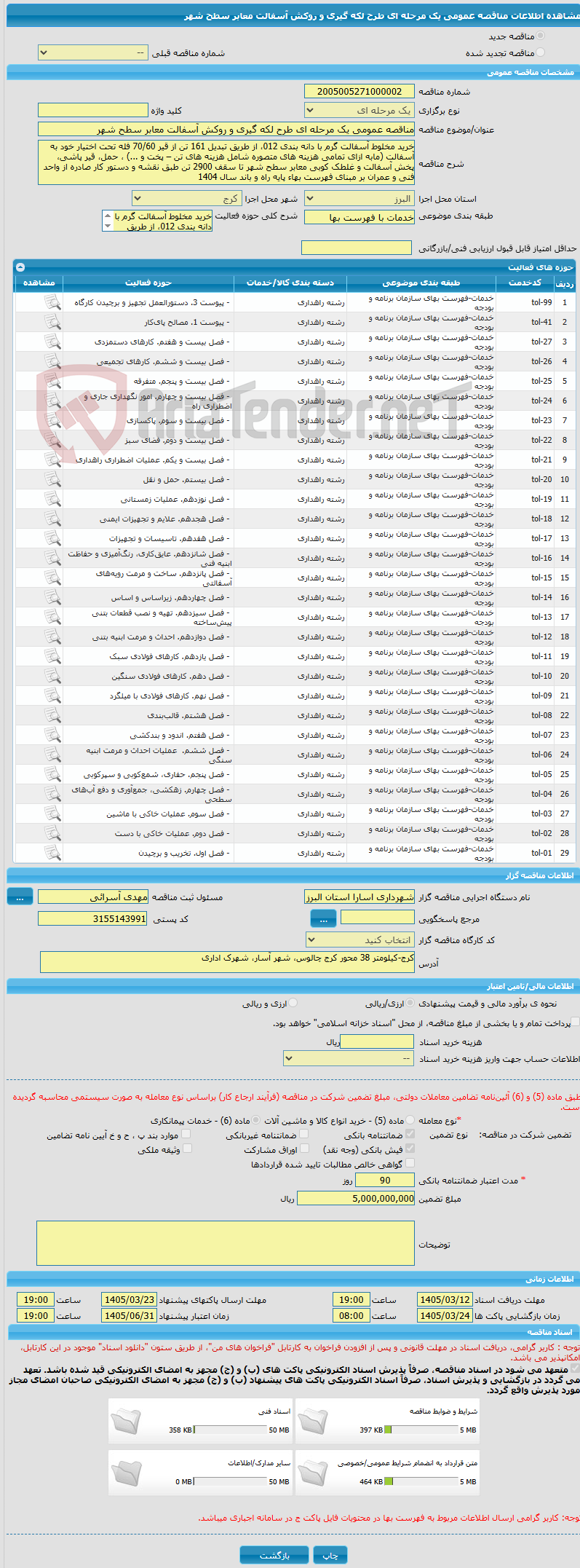 تصویر کوچک آگهی مناقصه عمومی یک مرحله ای طرح لکه گیری و روکش آسفالت معابر سطح شهر