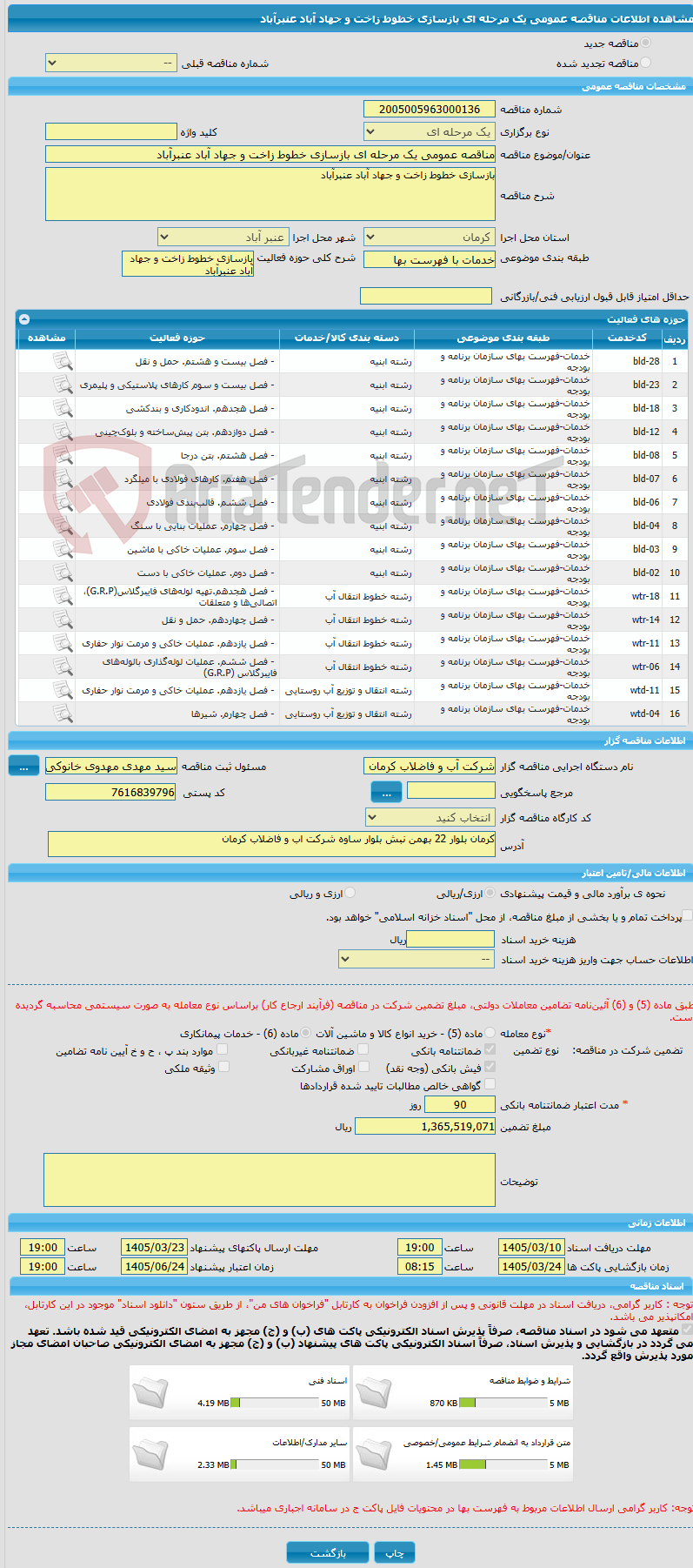 تصویر کوچک آگهی مناقصه عمومی یک مرحله ای بازسازی خطوط زاخت و جهاد آباد عنبرآباد