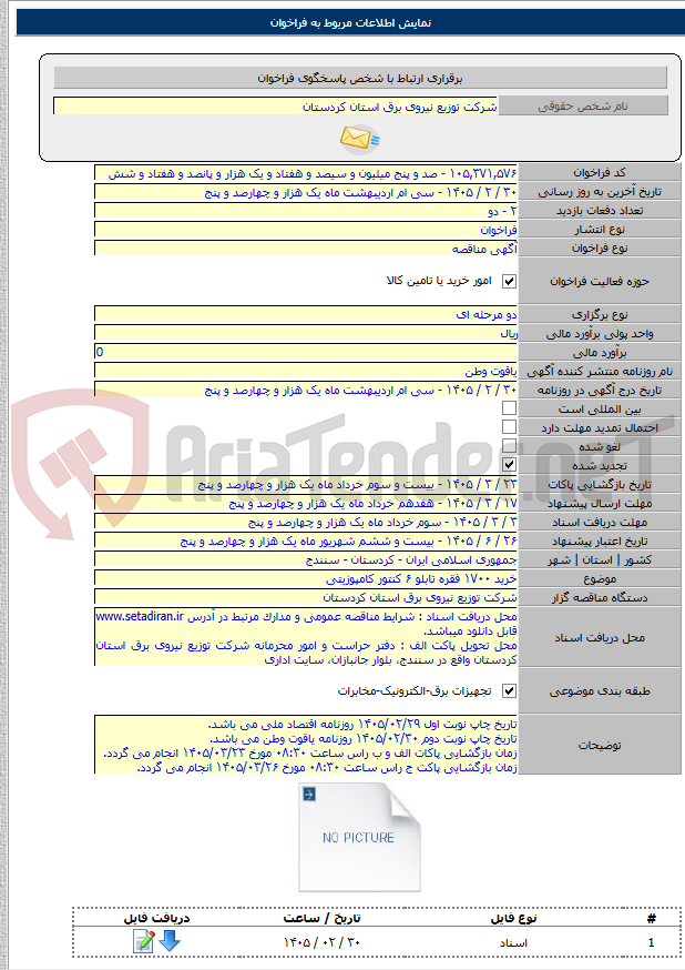 تصویر کوچک آگهی خرید ۱۷۰۰ فقره تابلو ۶ کنتور کامپوزیتی