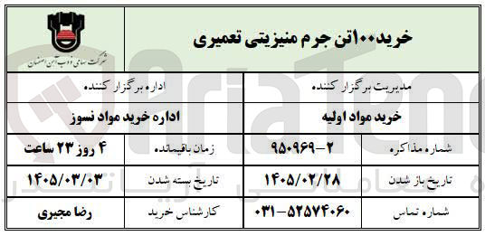 تصویر کوچک آگهی خرید ۱۰۰ تن جرم منیزیتی تعمیری