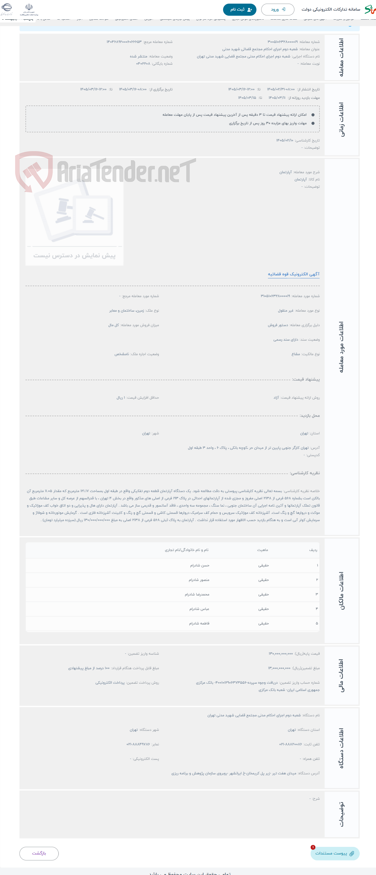 تصویر کوچک آگهی حراج آپارتمان