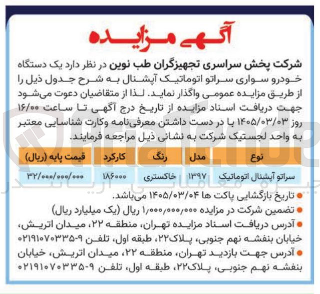 تصویر کوچک آگهی فروش یک دستگاه خودروسواری سراتو اتوماتیک آپشنال 