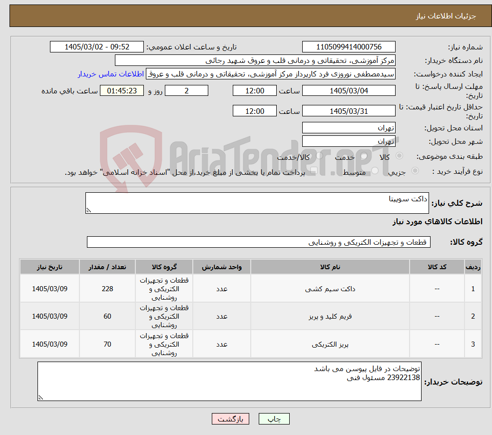 تصویر کوچک آگهی نیاز کالا-داکت سوپیتا
