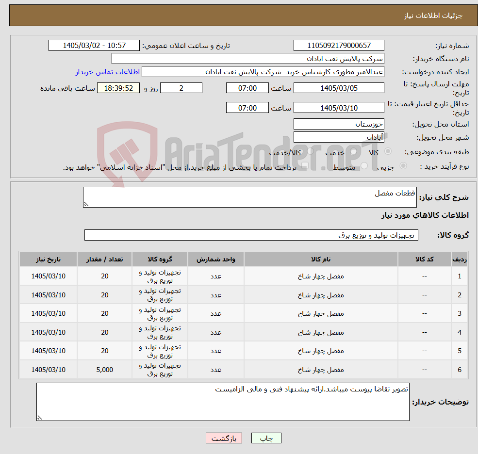 تصویر کوچک آگهی نیاز کالا-قطعات مفصل