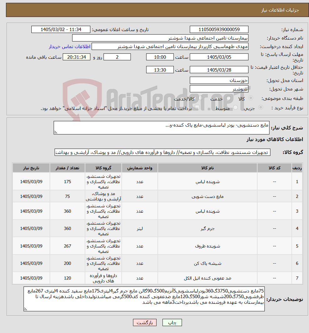 تصویر کوچک آگهی نیاز کالا-مایع دستشویی- پودر لباسشویی-مایع پاک کننده-و...