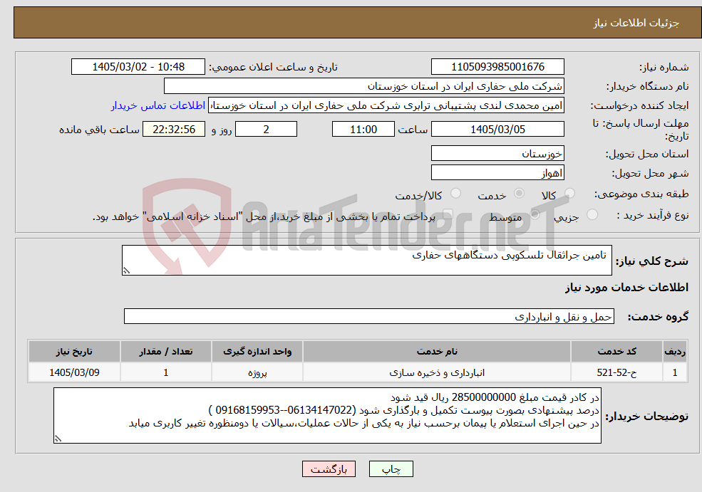 تصویر کوچک آگهی نیاز خدمات- تامین جراثقال تلسکوپی دستگاههای حفاری 
