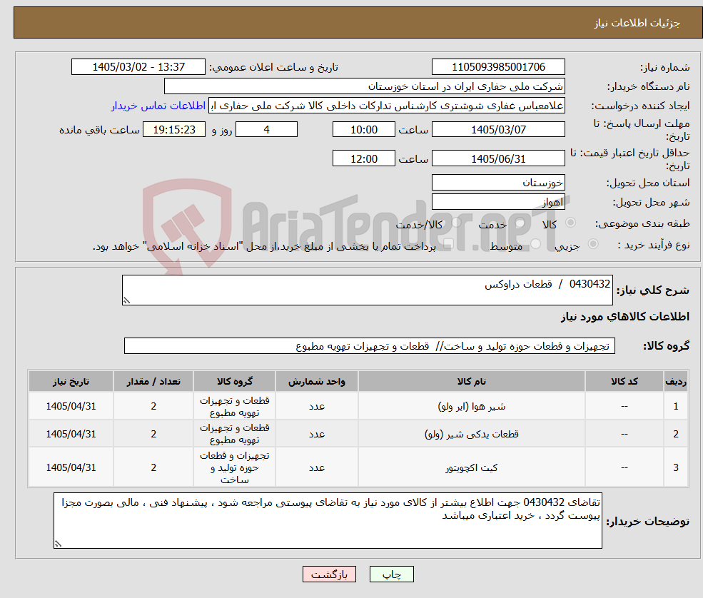 تصویر کوچک آگهی نیاز کالا-0430432 / قطعات دراوکس