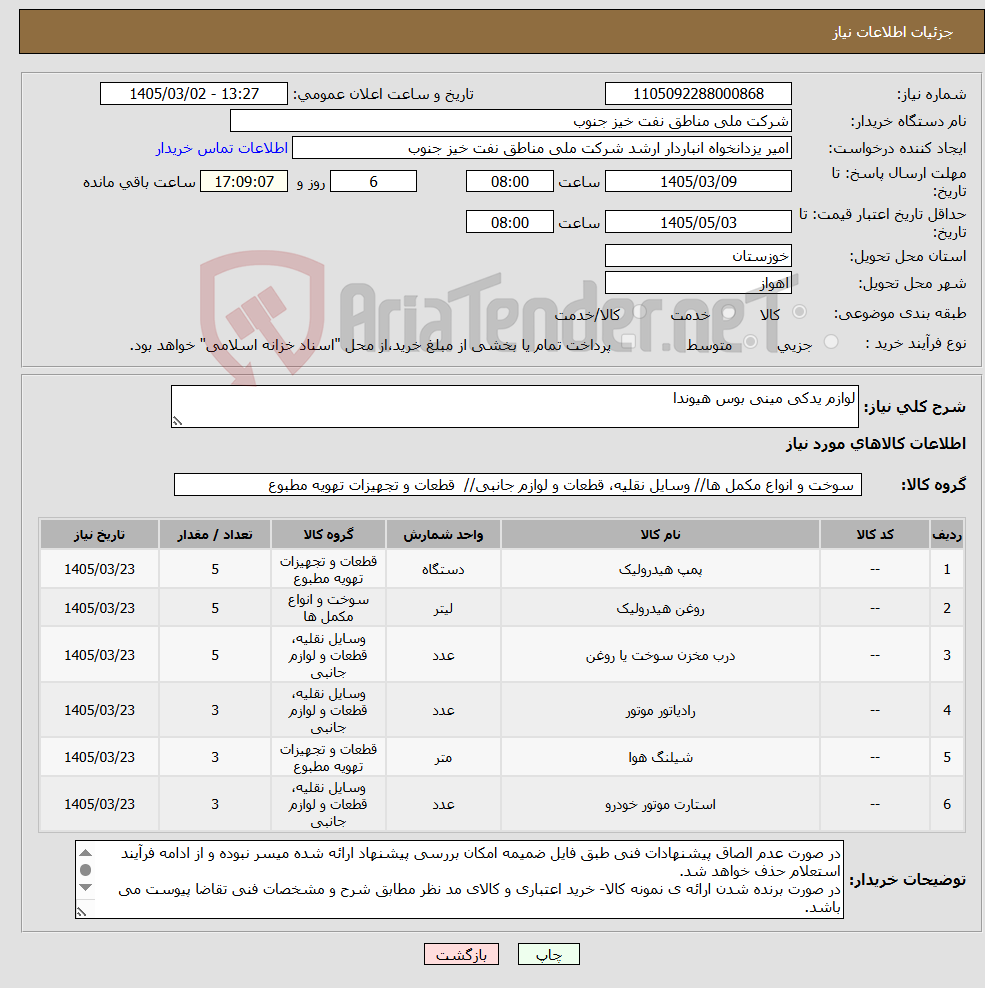 تصویر کوچک آگهی نیاز کالا-لوازم یدکی مینی بوس هیوندا