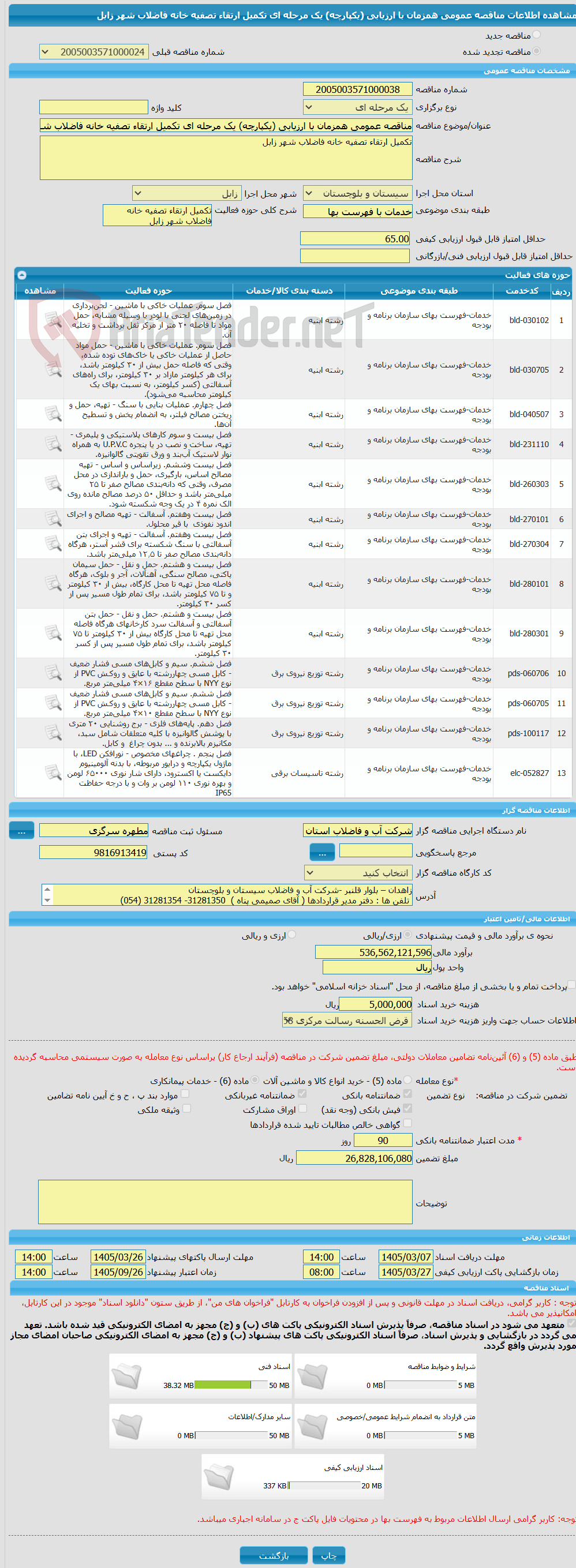 تصویر کوچک آگهی مناقصه عمومی همزمان با ارزیابی (یکپارچه) یک مرحله ای تکمیل ارتقاء تصفیه خانه فاضلاب شهر زابل