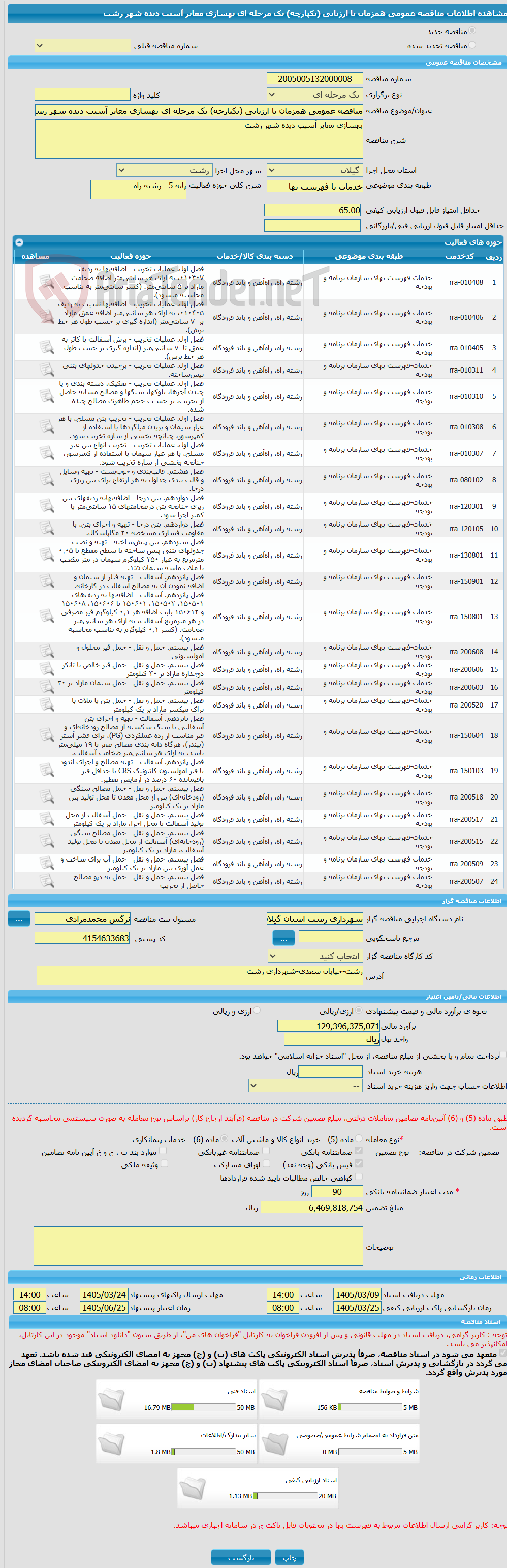 تصویر کوچک آگهی مناقصه عمومی همزمان با ارزیابی (یکپارچه) یک مرحله ای بهسازی معابر آسیب دبده شهر رشت