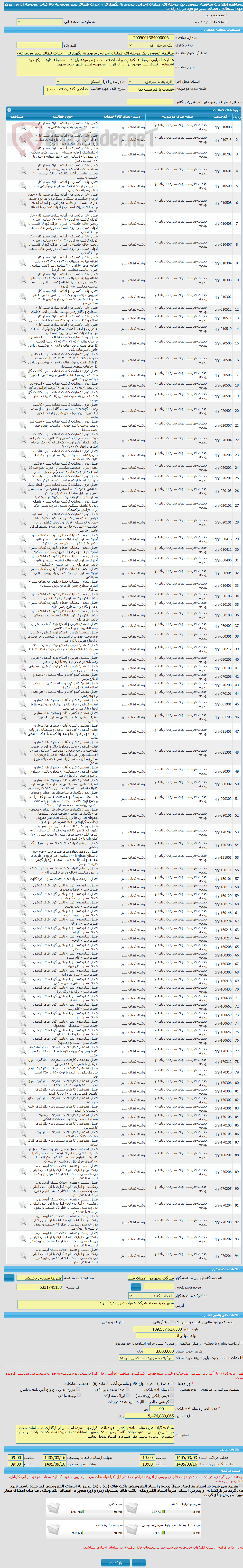 تصویر کوچک آگهی مناقصه عمومی یک مرحله ای عملیات اجرایی مربوط به نگهداری و احداث فضای سبز مجموعه باغ کتاب ،محوطه اداره ، مرکز خود اشتغالی، فضای سبز موجود درآزاد راه فا