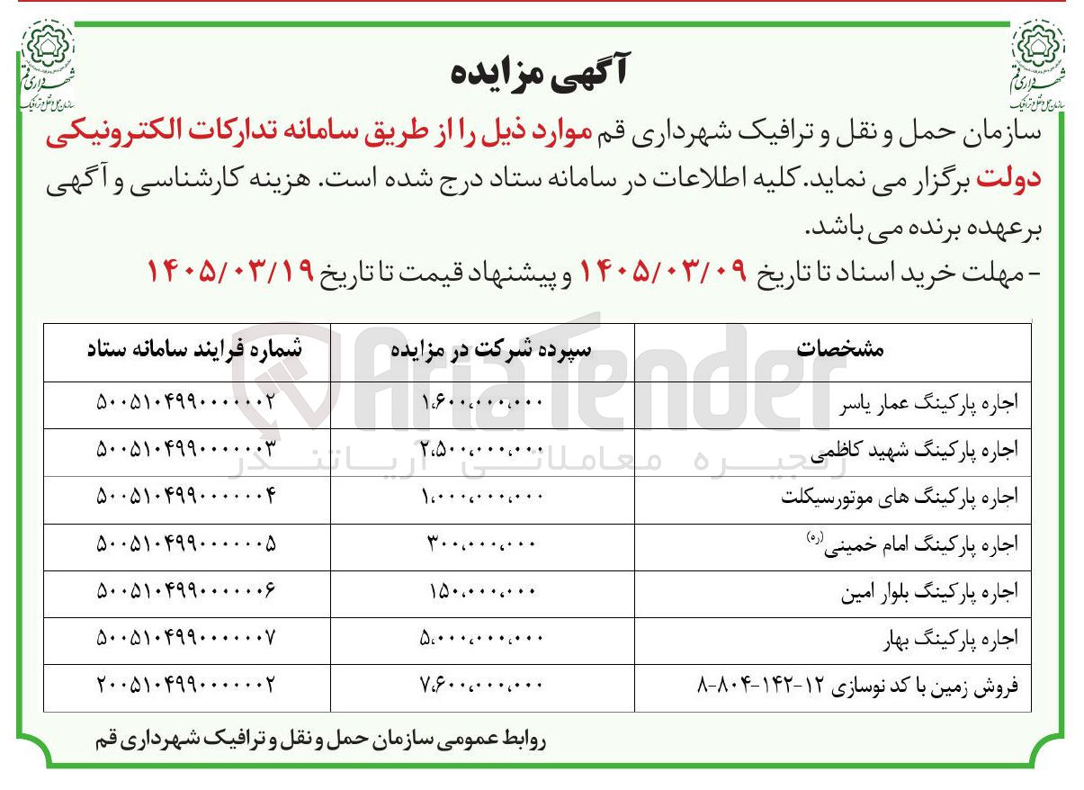 تصویر کوچک آگهی اجاره پارکینگ 