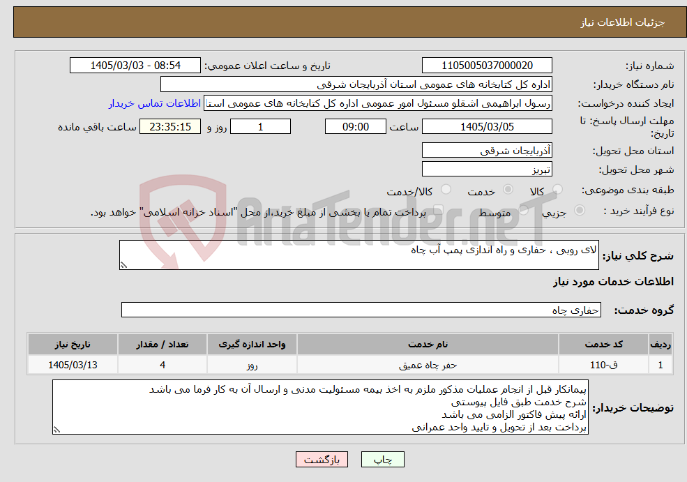 تصویر کوچک آگهی نیاز خدمات-لای روبی ، حفاری و راه اندازی پمپ آب چاه 