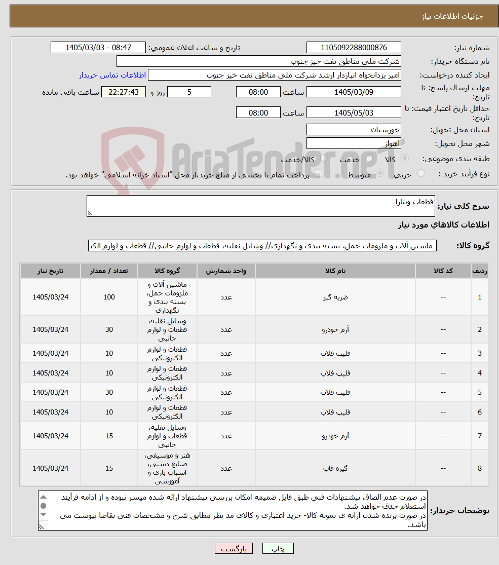 تصویر کوچک آگهی نیاز کالا-قطعات ویتارا