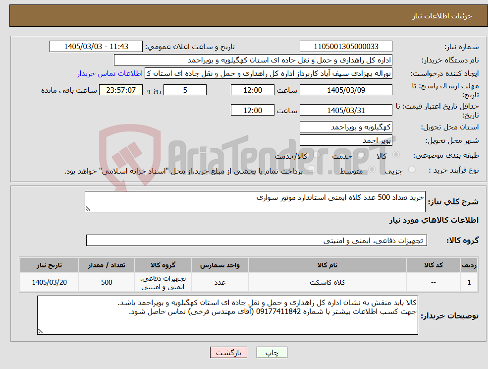 تصویر کوچک آگهی نیاز کالا-خرید تعداد 500 عدد کلاه ایمنی استاندارد موتور سواری