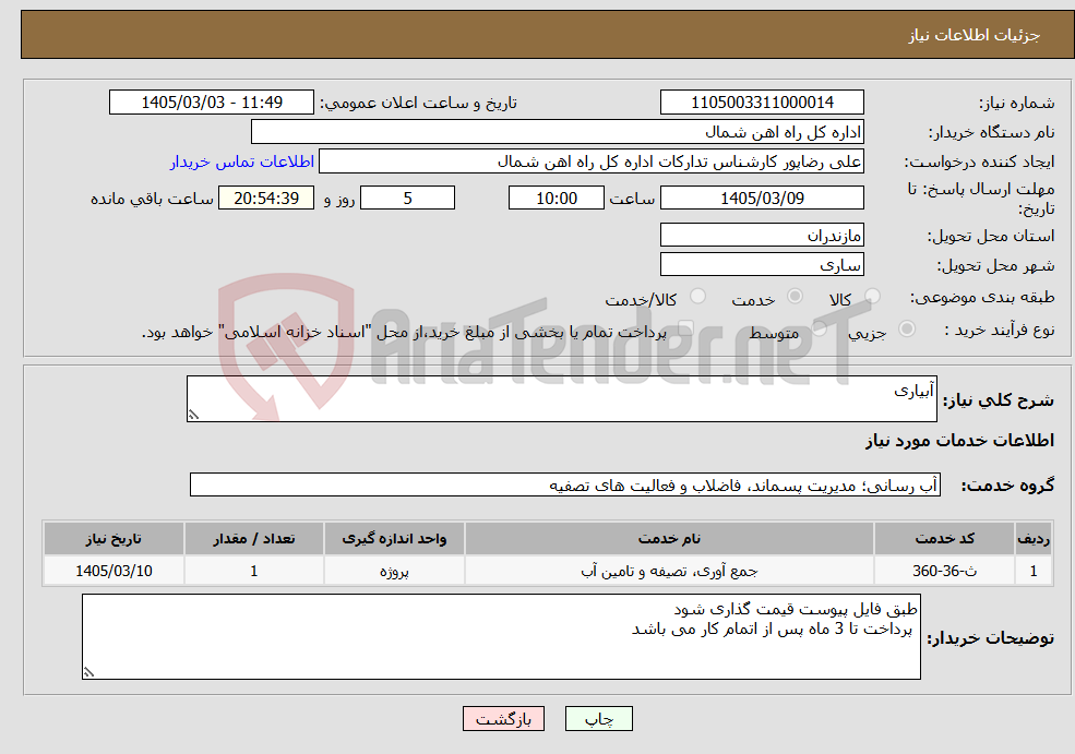 تصویر کوچک آگهی نیاز خدمات-آبیاری