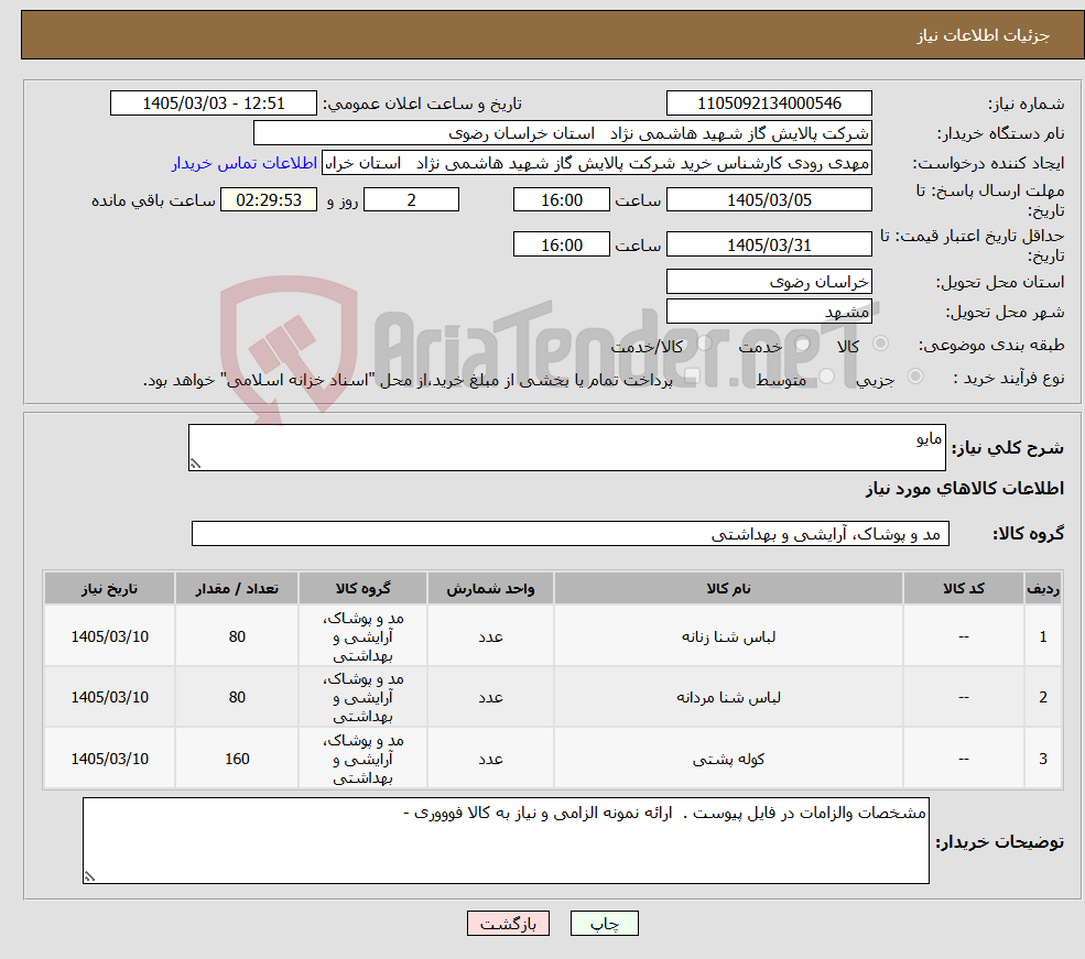 تصویر کوچک آگهی نیاز کالا-مایو 