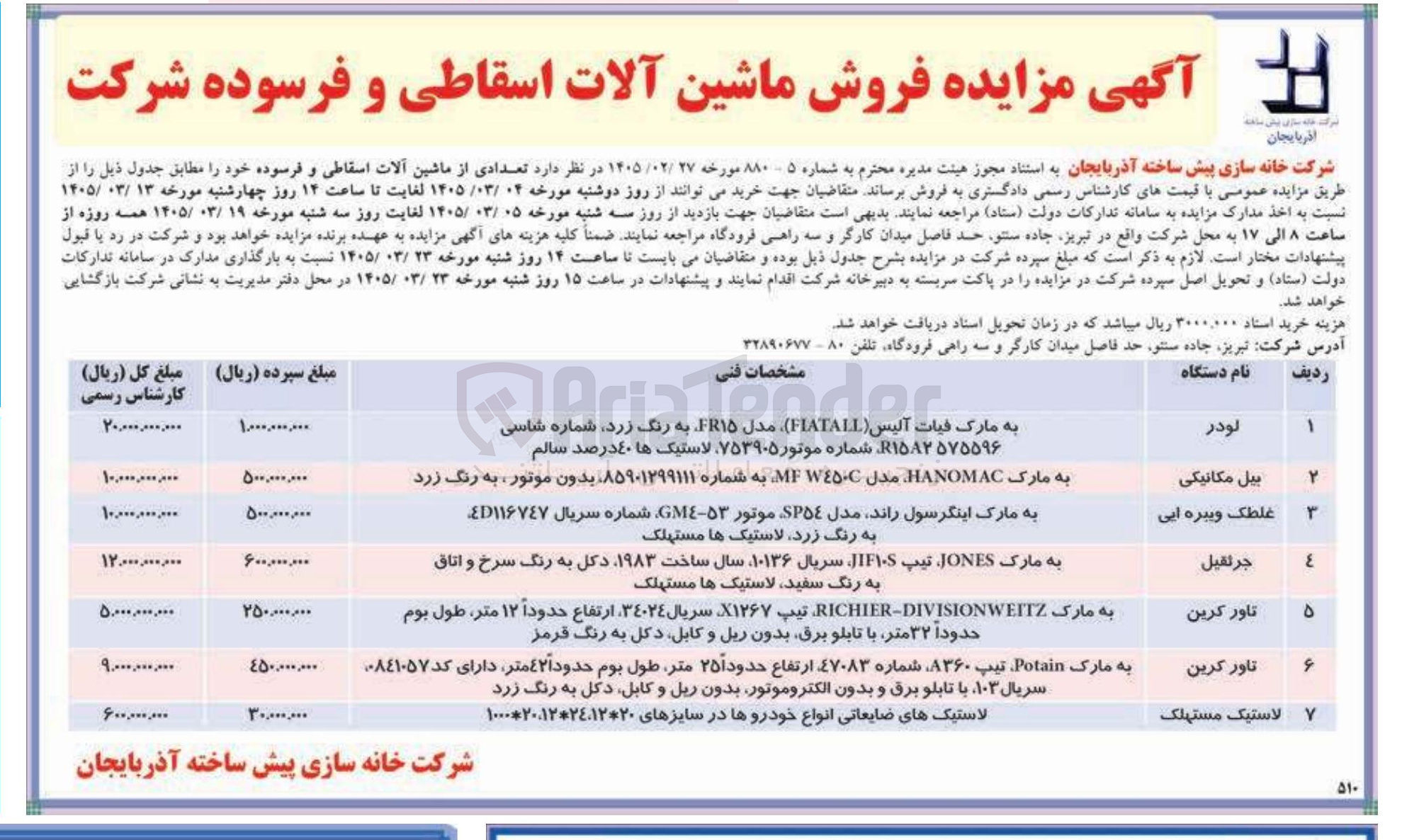 تصویر کوچک آگهی فروش ماشین آلات اسقاطی و فرسوده