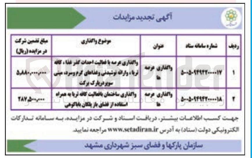 تصویر کوچک آگهی واگذاری عرصه با فعالیت احداث گذر غذا، کافه تریا، و ارائه نوشیدنی و غذاهای گرم و سرد، مینی سوپر - ساختمان با فعالیت کافه تریا