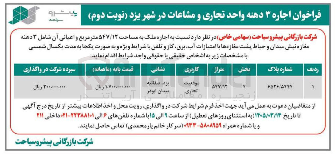 تصویر کوچک آگهی اجاره ۳ دهنه واحد تجاری و مشاعات