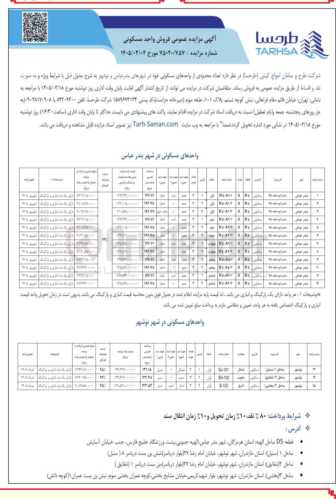 تصویر کوچک آگهی فروش تعداد محدودی از واحدهای مسکونی