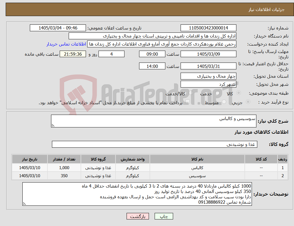 تصویر کوچک آگهی نیاز کالا-سوسیس و کالباس
