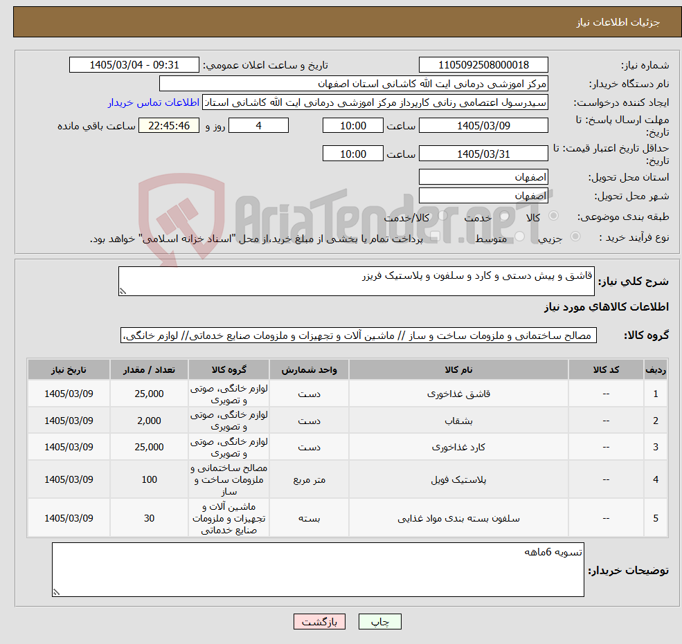 تصویر کوچک آگهی نیاز کالا-قاشق و پیش دستی و کارد و سلفون و پلاستیک فریزر