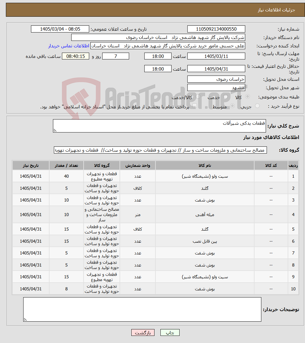 تصویر کوچک آگهی نیاز کالا-قطعات یدکی شیرآلات