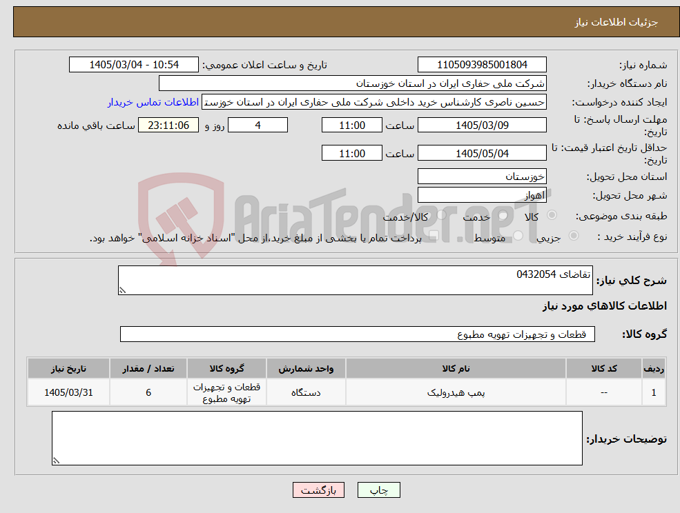 تصویر کوچک آگهی نیاز کالا-تقاضای 0432054