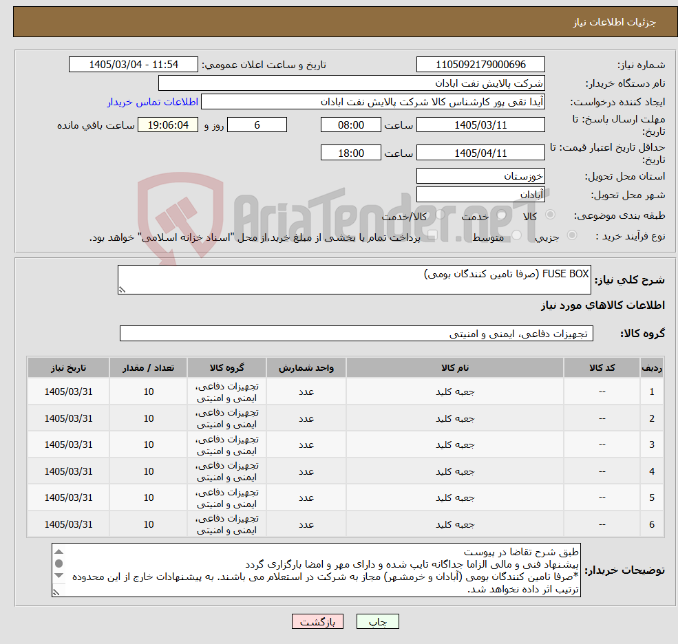 تصویر کوچک آگهی نیاز کالا-FUSE BOX (صرفا تامین کنندگان بومی)