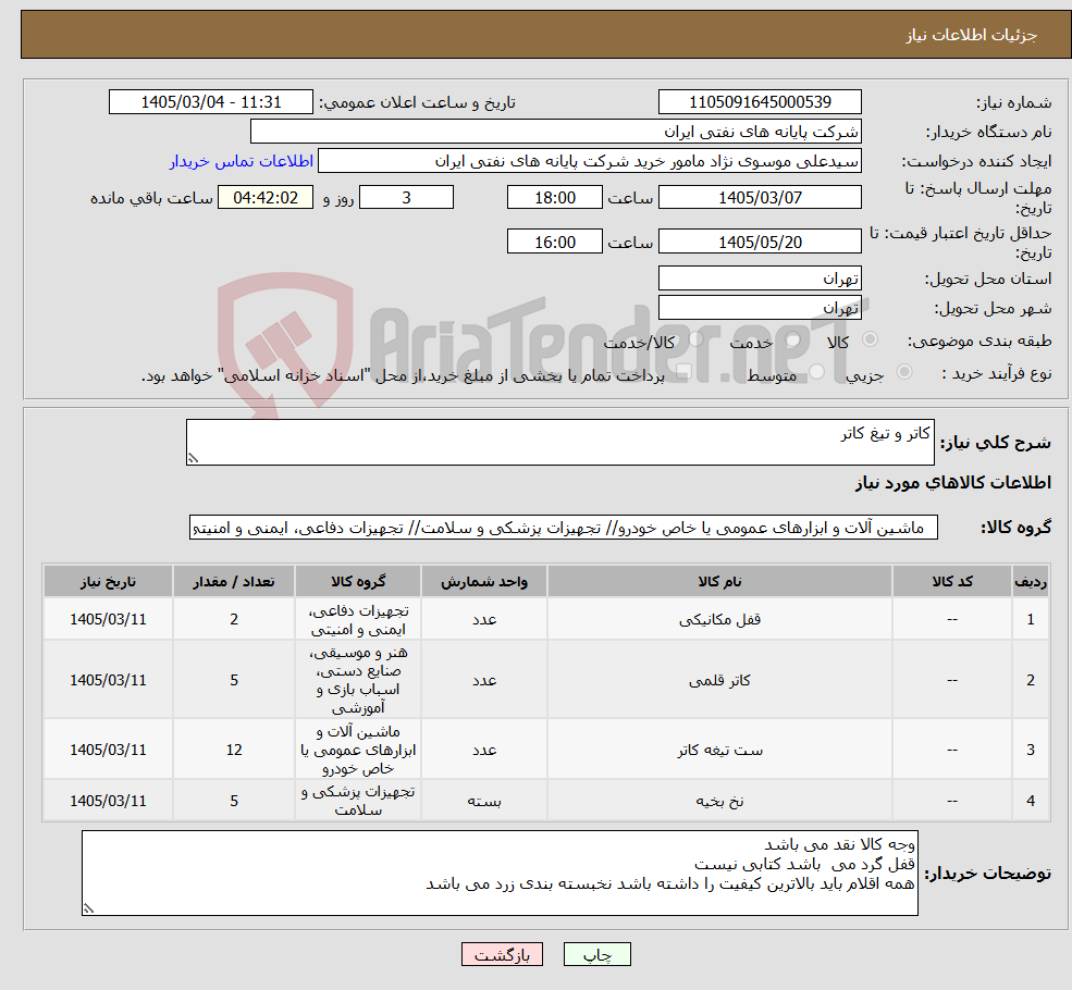 تصویر کوچک آگهی نیاز کالا-کاتر و تیغ کاتر 