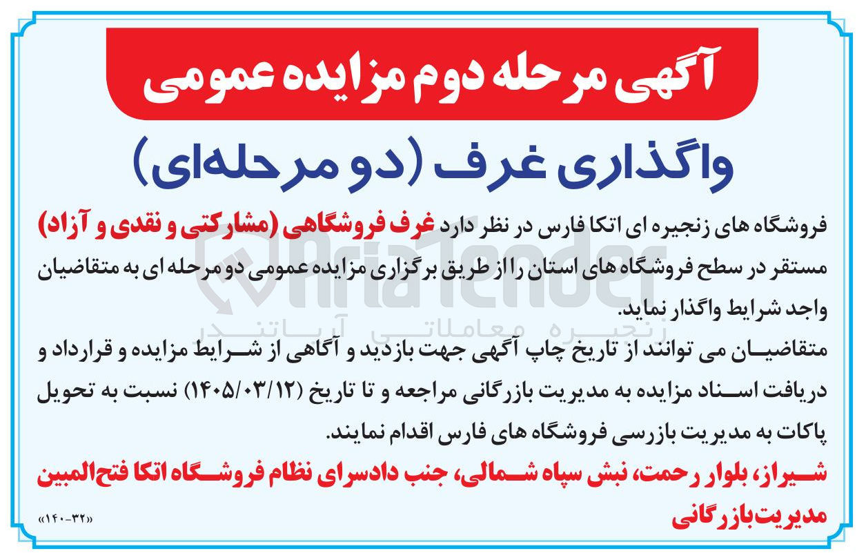 تصویر کوچک آگهی واگذاری غرف فروشگاهی