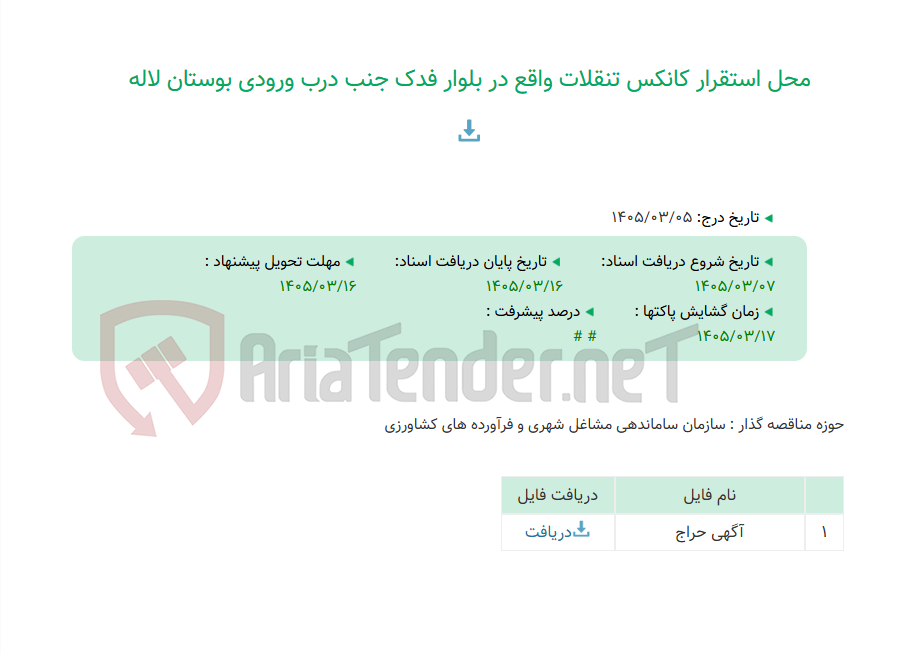 تصویر کوچک آگهی محل استقرار کانکس تنقلات واقع در بلوار فدک جنب درب ورودی بوستان لاله