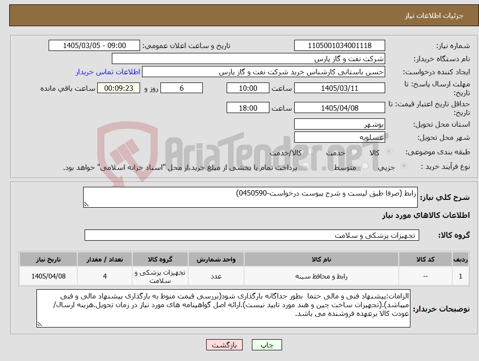 تصویر کوچک آگهی نیاز کالا-رابط (صرفا طبق لیست و شرح پیوست درخواست-0450590)
