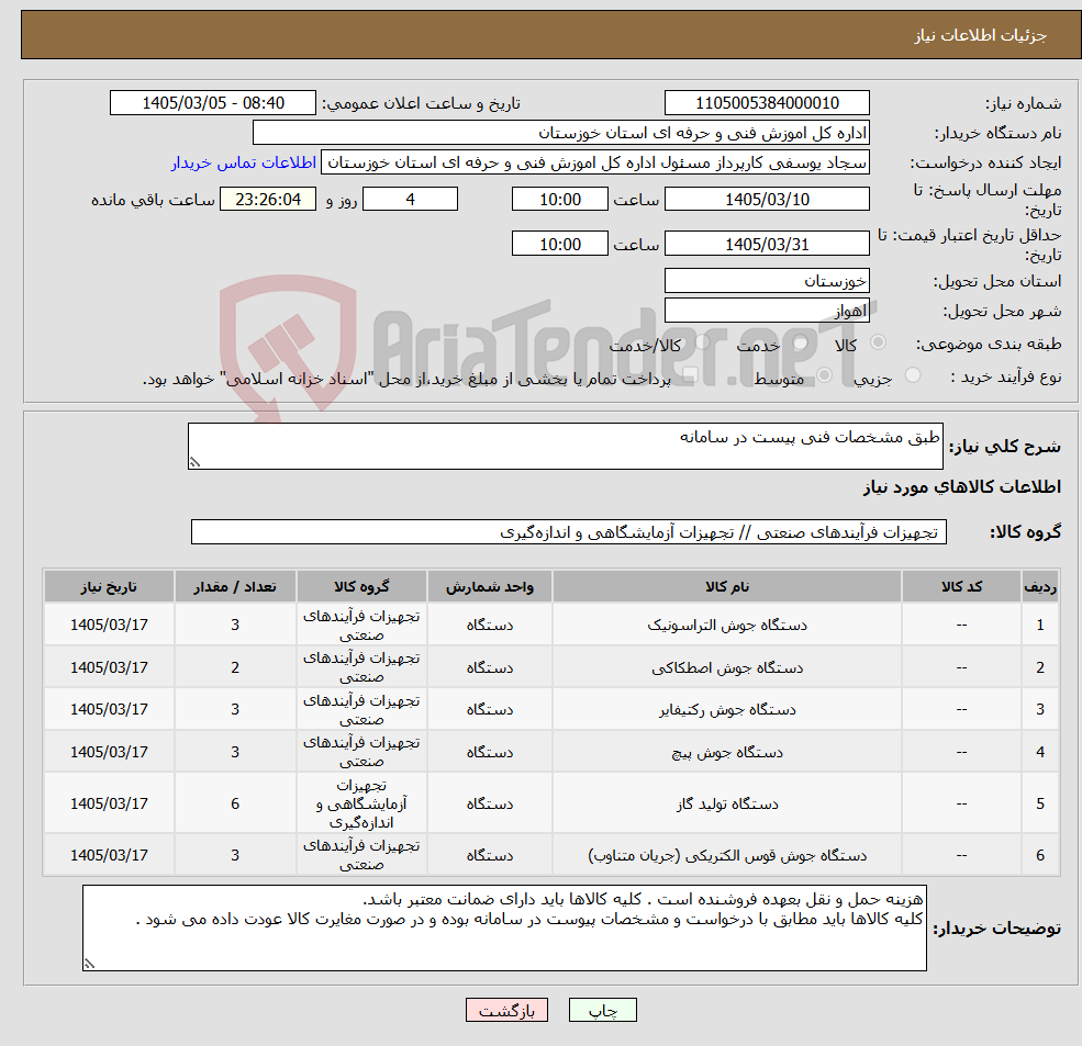 تصویر کوچک آگهی نیاز کالا-طبق مشخصات فنی پیست در سامانه