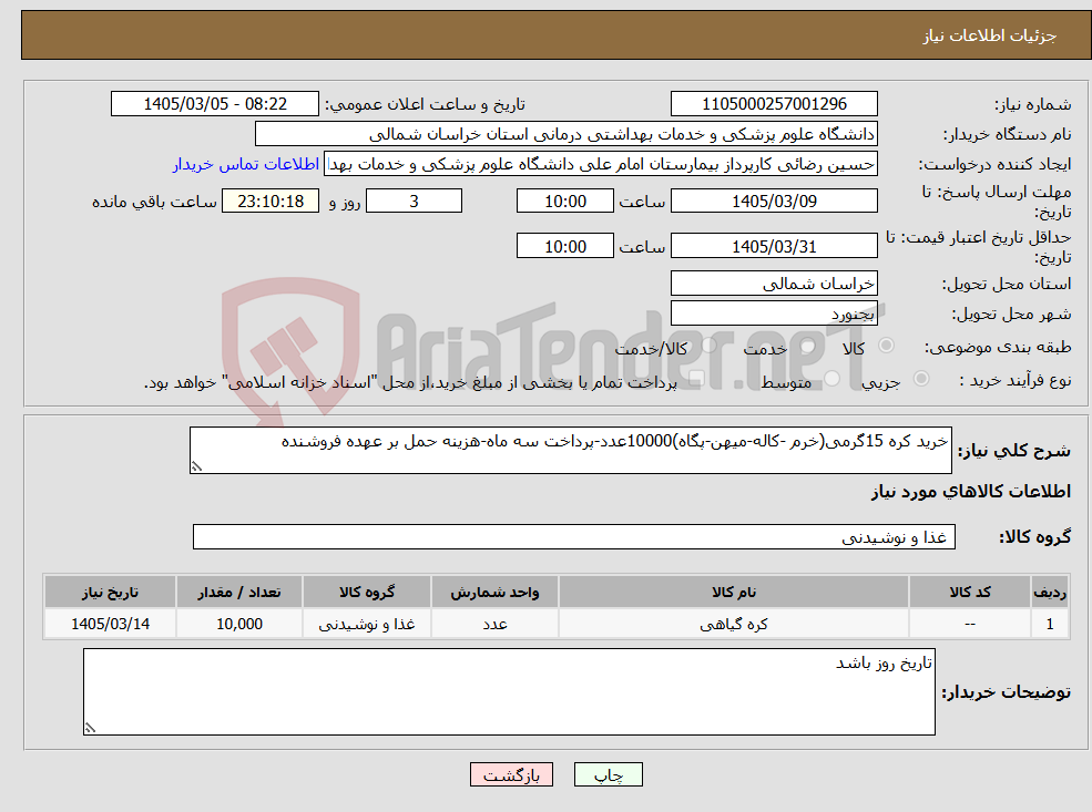 تصویر کوچک آگهی نیاز کالا-خرید کره 15گرمی(خرم -کاله-میهن-پگاه)10000عدد-پرداخت سه ماه-هزینه حمل بر عهده فروشنده