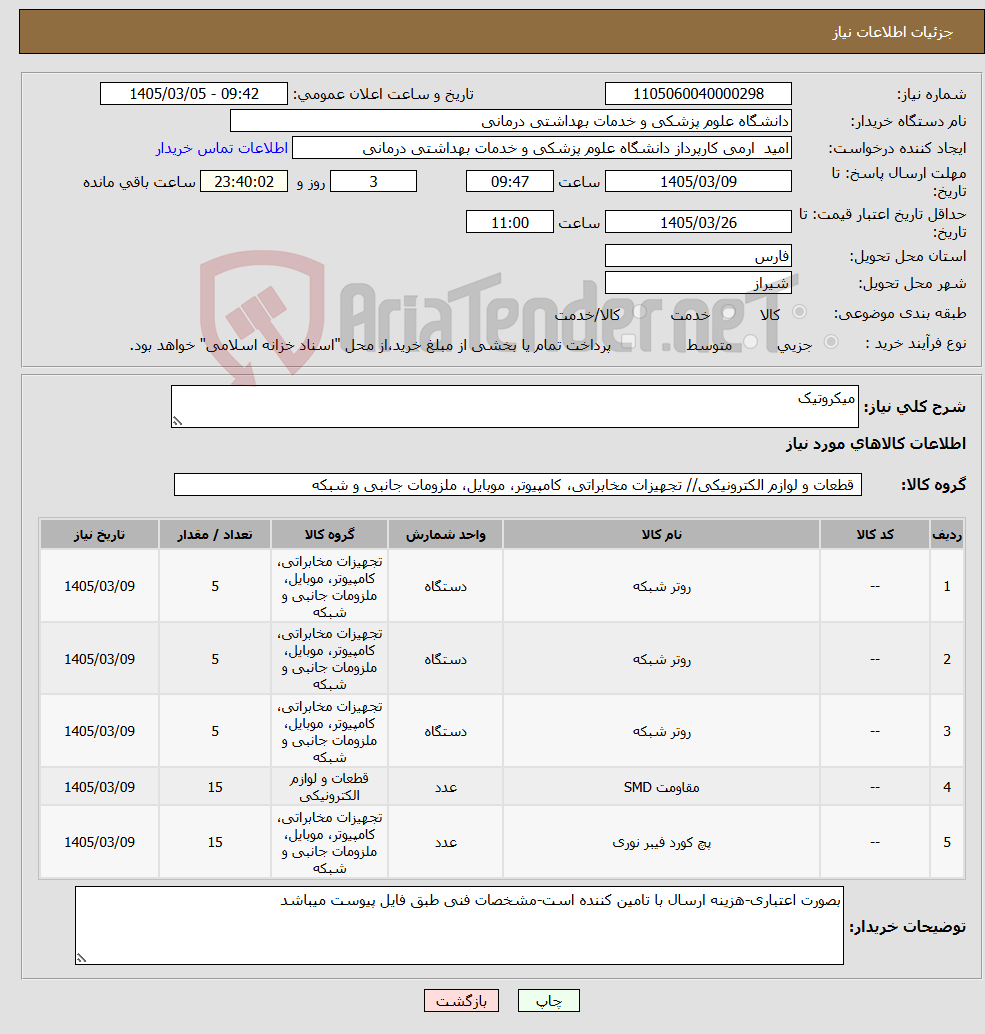 تصویر کوچک آگهی نیاز کالا-میکروتیک