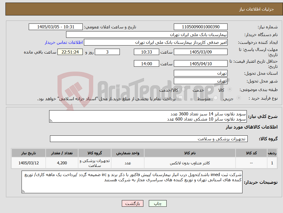 تصویر کوچک آگهی نیاز کالا-سوند نلاتون سایز 14 سبز تعداد 3600 عدد سوند نلاتون سایز 10 مشکی تعداد 600 عدد 