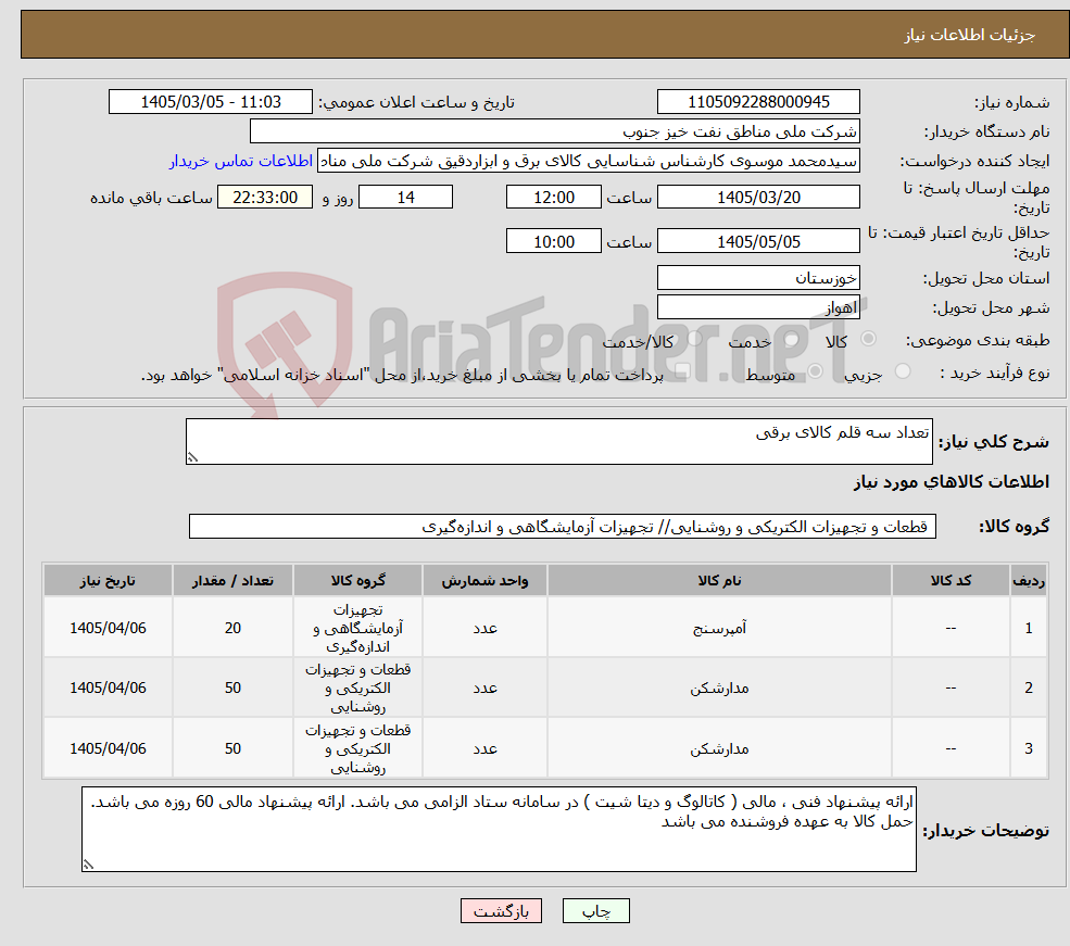 تصویر کوچک آگهی نیاز کالا-تعداد سه قلم کالای برقی