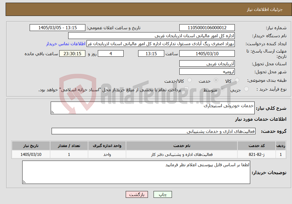 تصویر کوچک آگهی نیاز خدمات-خدمات خودروئی استیجاری