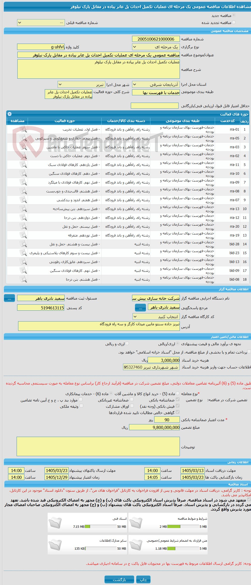 تصویر کوچک آگهی مناقصه عمومی یک مرحله ای عملیات تکمیل احداث پل عابر پیاده در مقابل پارک نیلوفر
