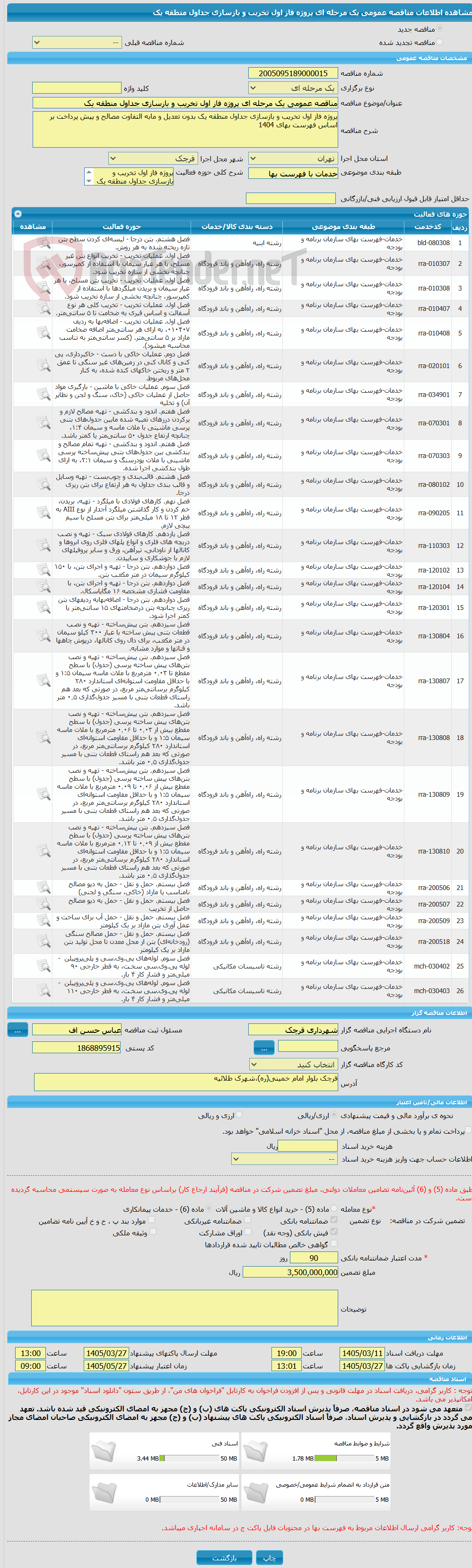 تصویر کوچک آگهی مناقصه عمومی یک مرحله ای پروژه فاز اول تخریب و بازسازی جداول منطقه یک