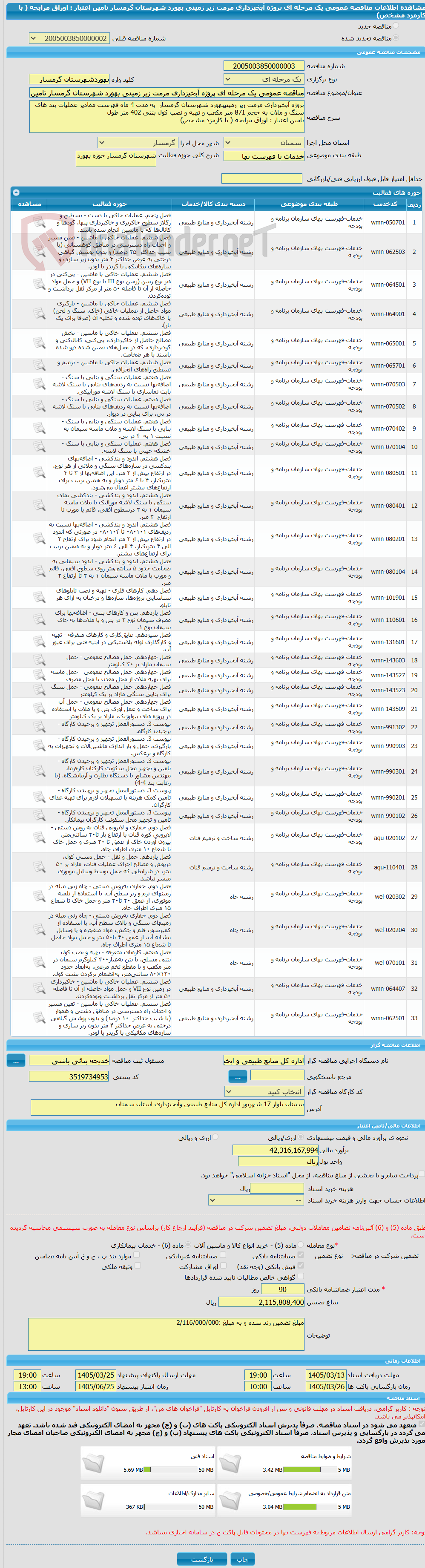 تصویر کوچک آگهی مناقصه عمومی یک مرحله ای پروژه آبخیزداری مرمت زیر زمینی بهورد شهرستان گرمسار تامین اعتبار : اوراق مرابحه ( با کارمزد مشخص)