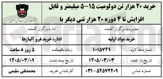 تصویر کوچک آگهی خرید ۲۰ هزار تن دولومیت ۱۵-۵ میلیمتر و قابل افزایش تا ۴ دوره ۲۰ هزار تنی